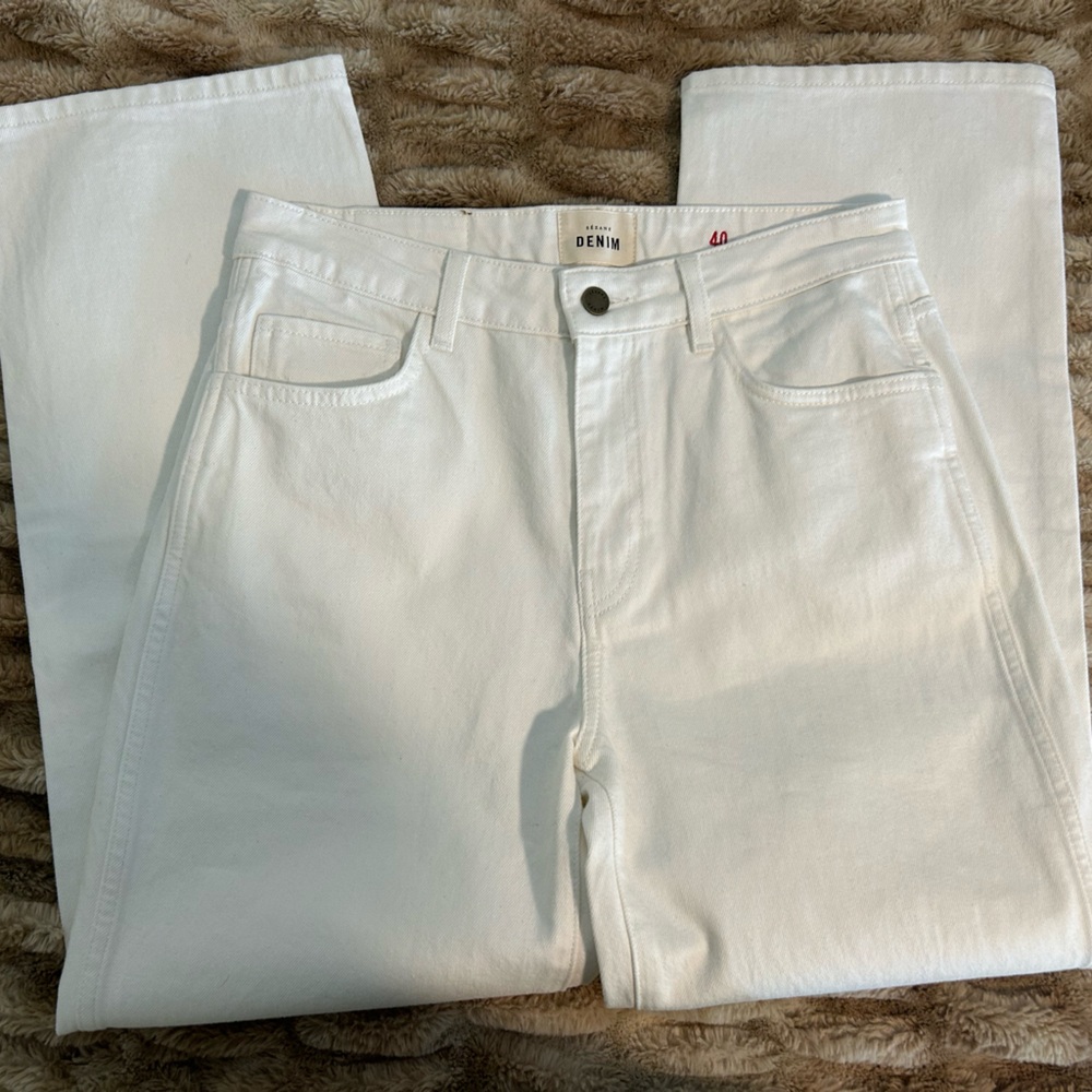 Sezane L’Iconique Droit Straight jeans ecru white cream denim pants size 40 L